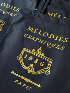Fabric bag Melodies Graphiques Dark blue / メロディーグラフィック  布バッグ 濃紺 / Sac en tissu Melodies Graphiques Bleu fonce　　　