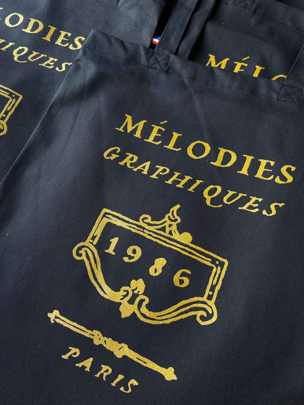 Fabric bag Melodies Graphiques Dark blue / メロディーグラフィック  布バッグ 濃紺 / Sac en tissu Melodies Graphiques Bleu fonce　　　