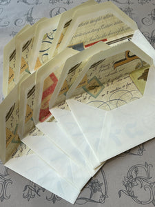 10 Inner patterned envelopes / 内側模様入り封筒10枚 /  10 enveloppes avec interieure a motifs