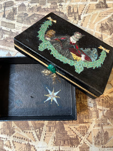 Handmade box with cut-out engraving 18th century / 18世紀の版画が貼られたハンドメイドボックス / Boite faite a la main avec gravure decoupee XVIIIe siecle