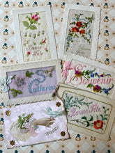 Charger l&#39;image dans la galerie, Antique embroidered cards / アンティーク刺繡カード / Cartes brodée antiques

