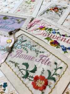 Antique embroidered cards / アンティーク刺繡カード / Cartes brodée antiques