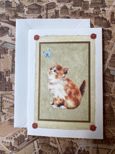 Charger l&#39;image dans la galerie, Folded cat card &amp; envelope set / 二つ折り 猫カード&amp;封筒セット / Set de Carte pliée chat &amp; enveloppe
